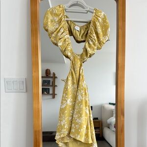 Sabo Cut Out Floral Puff Sleeve Dress